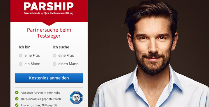 Screenshot von Parship, der Partnerbörse