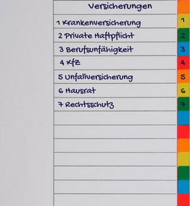 Ordnung schaffen - Beispiel für einen Registereintrag für Versicherungen