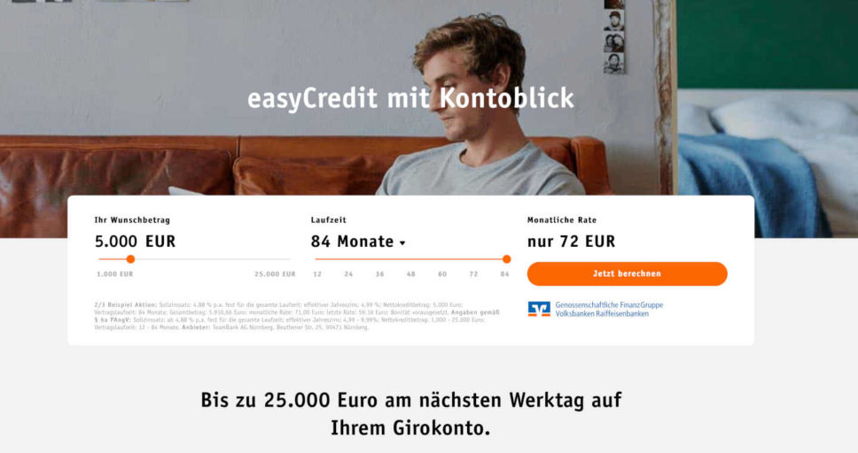 Die Teambank und ihr Kontoblick. Eine heikle Art, einen Kredit zu beantragen.