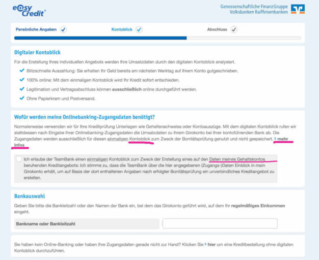 So sollen Verbraucher heute einen Kredit beantragen: schnell, ohne viele Fragen.
