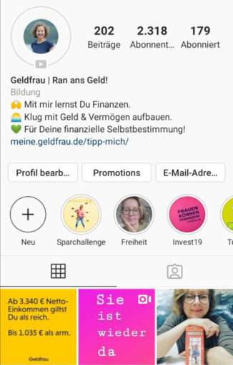 Instagram - die Geldfrau geht live, jeden Werktag im Januar