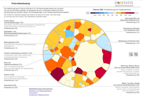 Preiskaleidoskop von Destatis zeigt Inflation und ihre Verteiliung