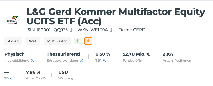 Gerd Kommer ETF - die wichtigsten Daten